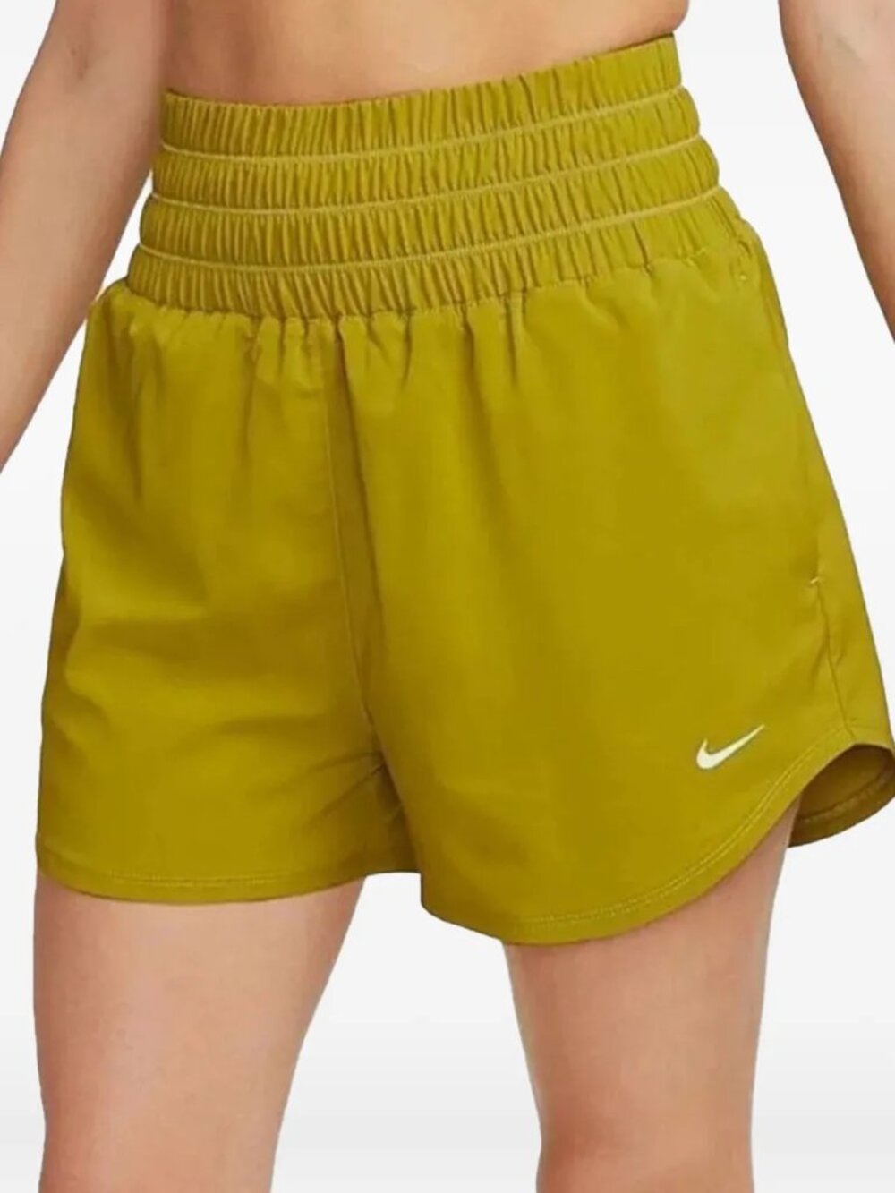Nike Women's Mustard Yellow Elastic-Waist Athletic Shorts